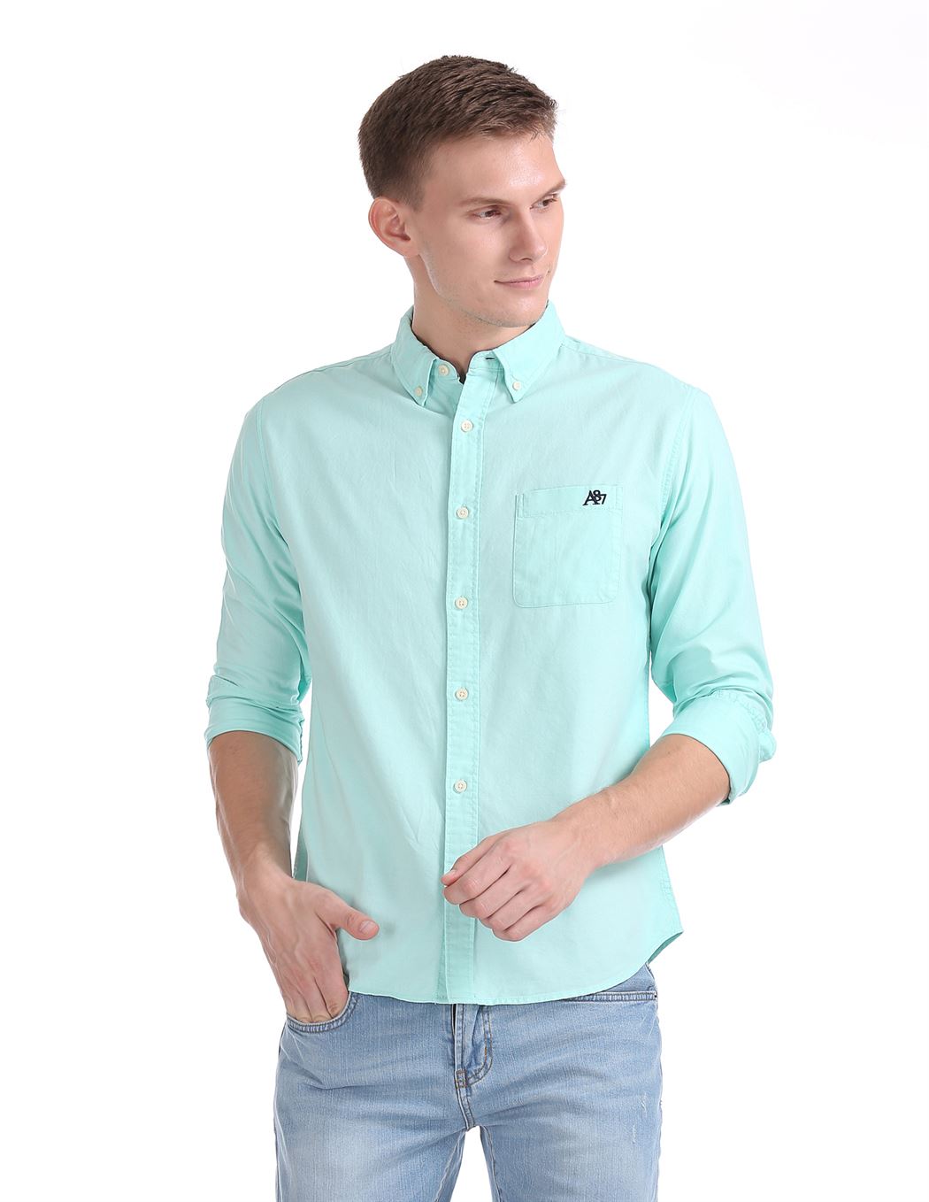 Aeropostale Men Casual Wear Solid Shirt