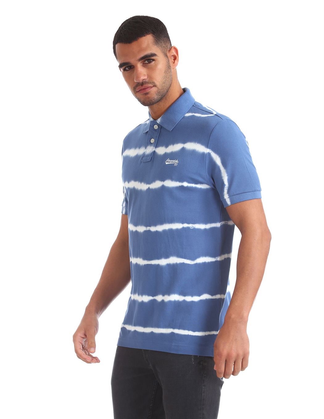 Aeropostale Men Casual Wear Striped Polo T-Shirt