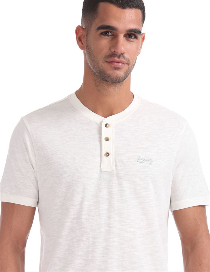 Aeropostale Men Casual Wear Solid T-Shirt