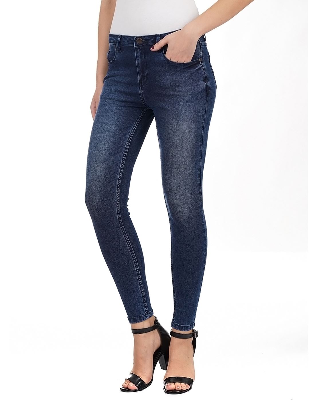 Carrera Women Casual Wear Mid Rise Clean Look Blue Jeans