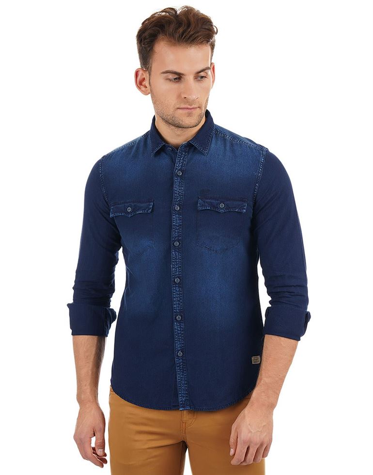 casual navy blue shirt