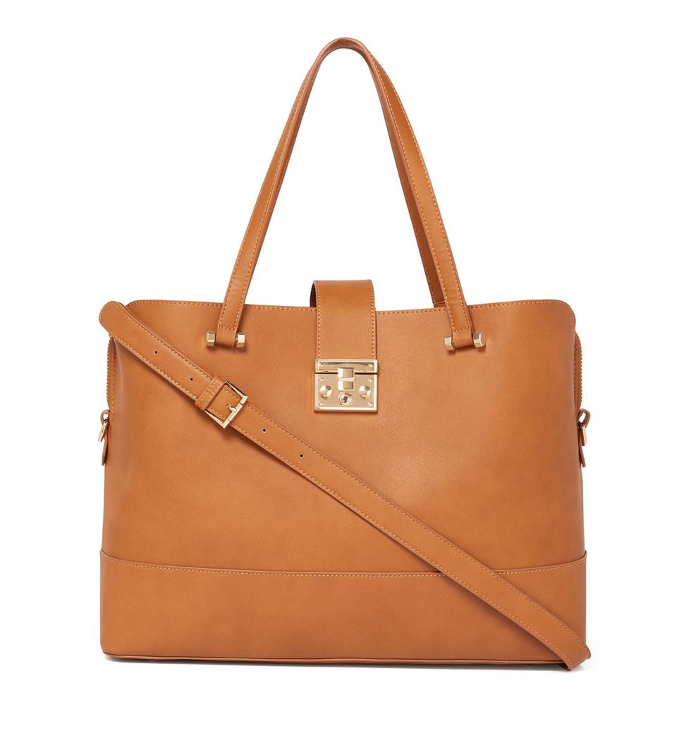 Forever New Women's Tan Laptop Bag with Detachable Shoulder Strap