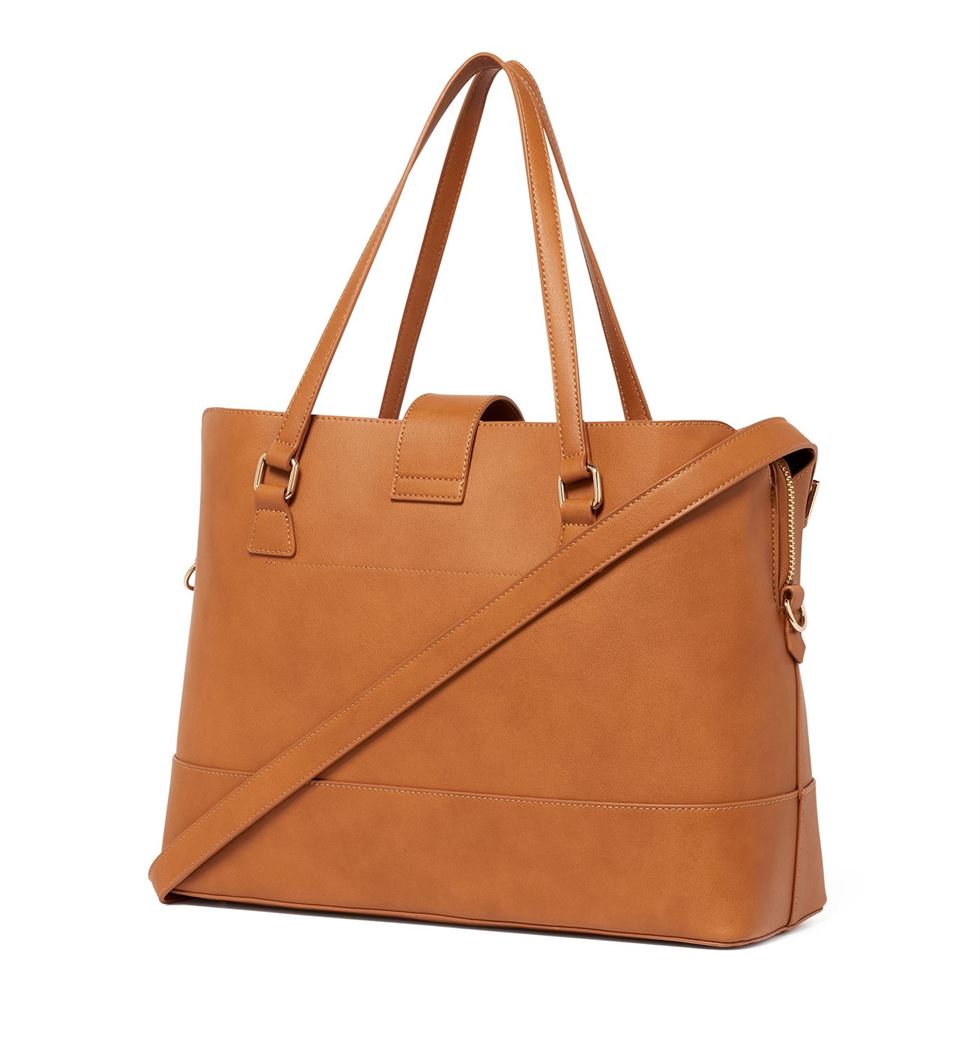 Forever New Women's Tan Laptop Bag with Detachable Shoulder Strap