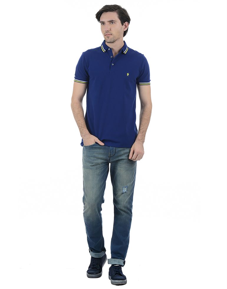 French Connection Men Casual Wear Solid Polo T-Shirt