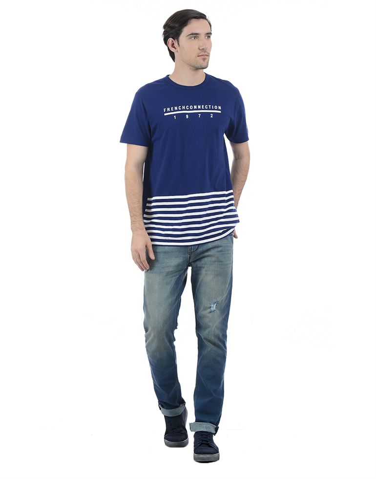 French Connection Men Casual Wear Striped T-Shirt