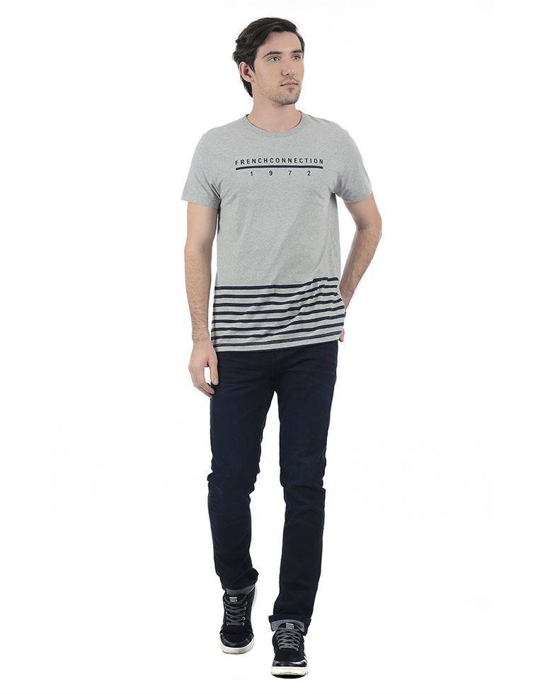 French Connection Men Casual Wear Striped T-Shirt