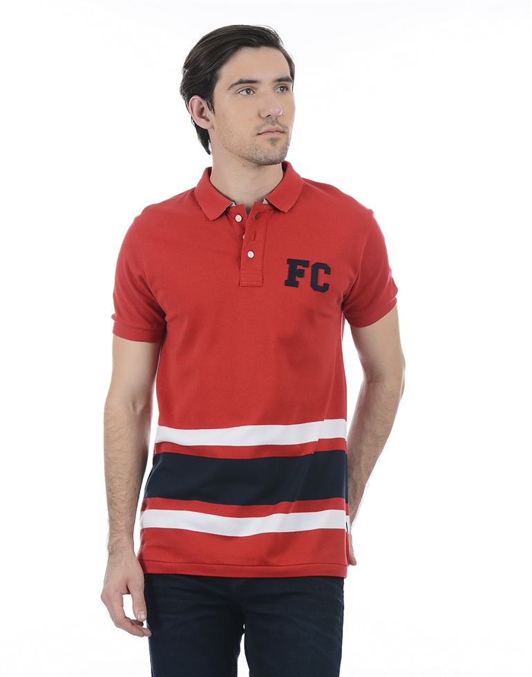 French Connection Men Casual Wear Striped Polo T-Shirt