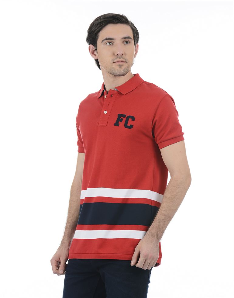 French Connection Men Casual Wear Striped Polo T-Shirt