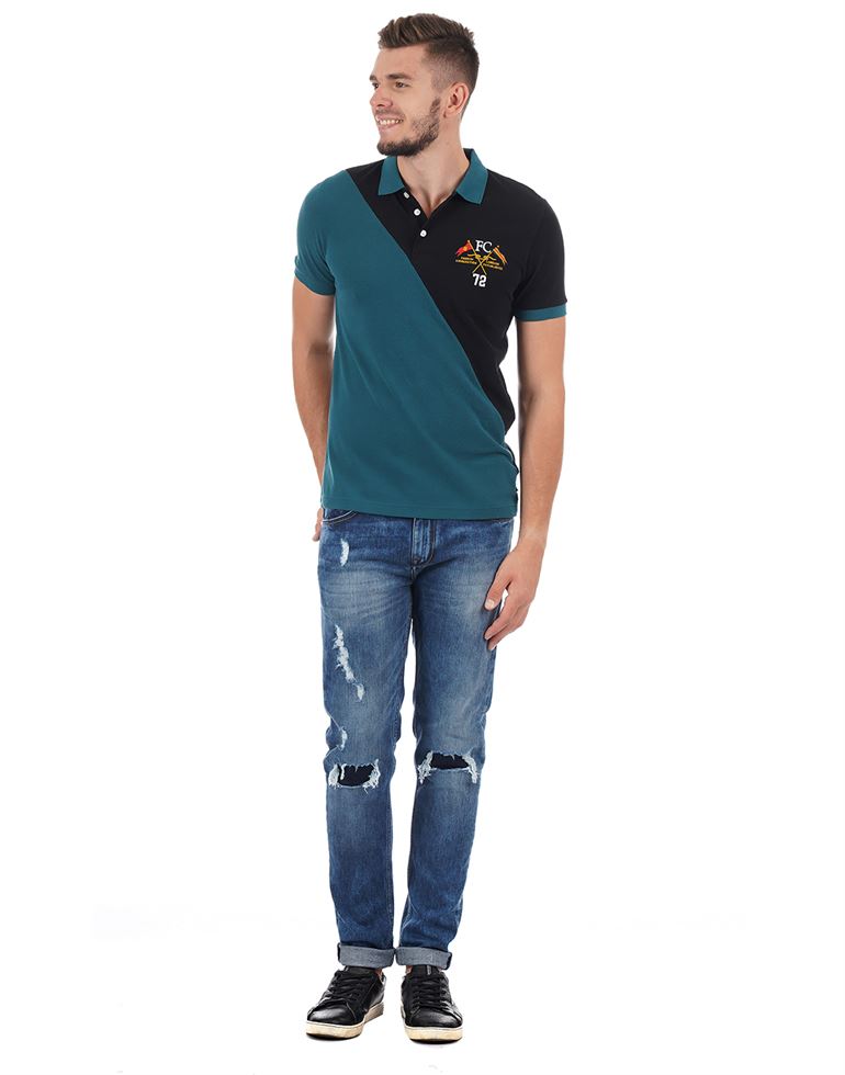 French Connection Men Casual Wear Color Block Polo T-Shirt