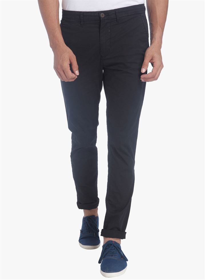 Buy JACK AND JONES Solid Polyester Viscose Slim Fit Mens Casual Trousers   Shoppers Stop