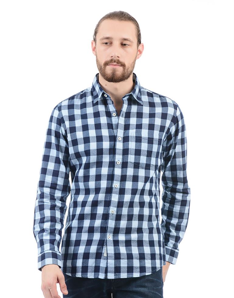 London Fog Men Casual Wear Checkered Shirt