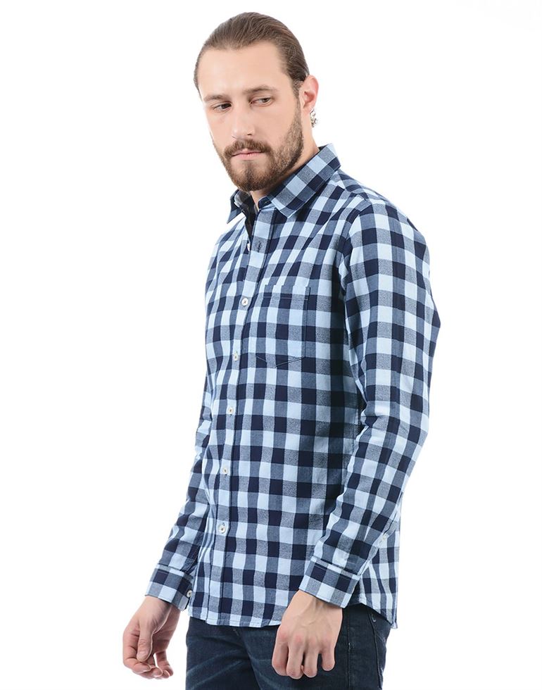 London Fog Men Casual Wear Checkered Shirt