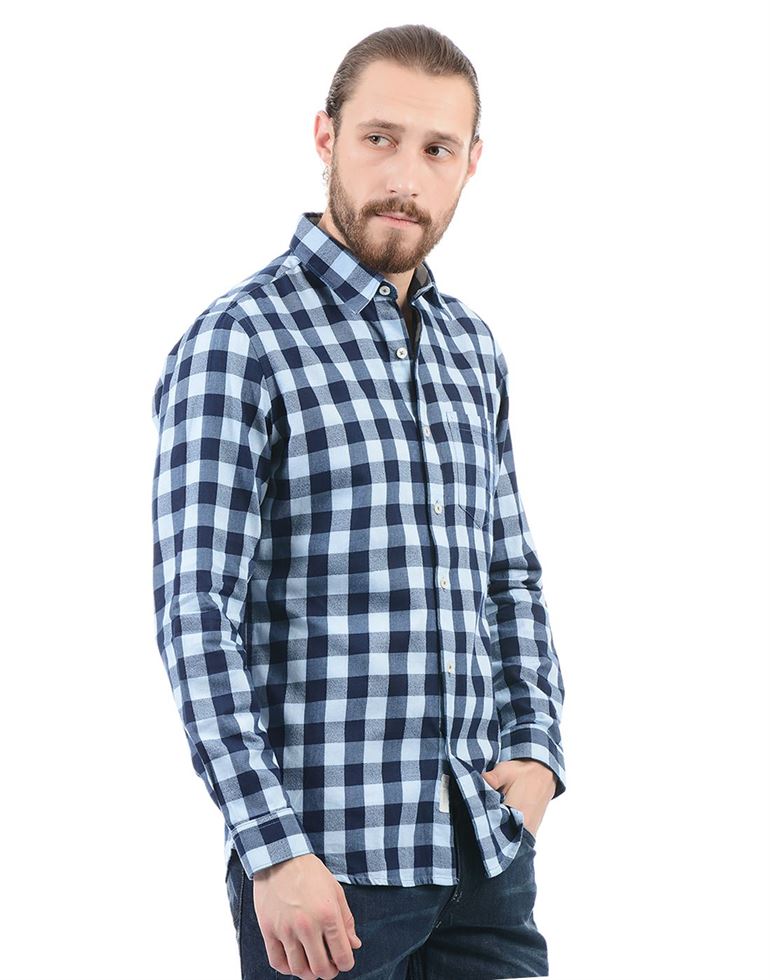 London Fog Men Casual Wear Checkered Shirt