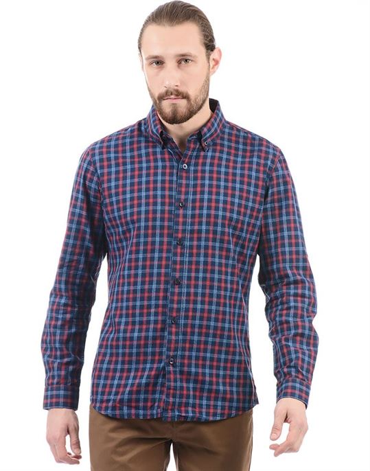 London Fog Men Casual Wear Checkered Shirt