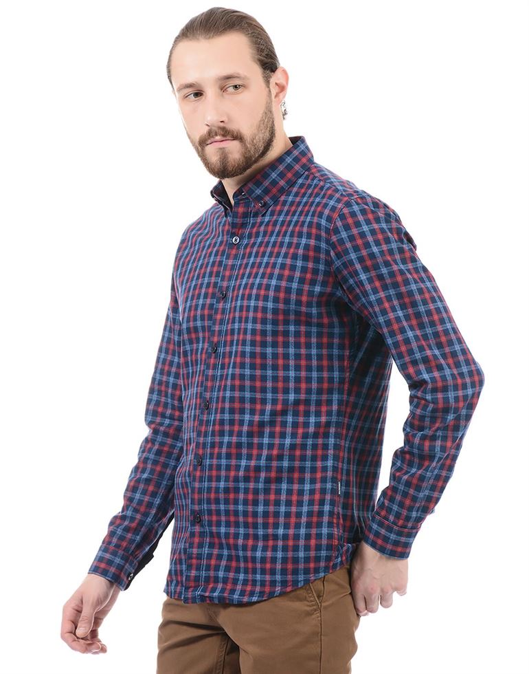 London Fog Men Casual Wear Checkered Shirt