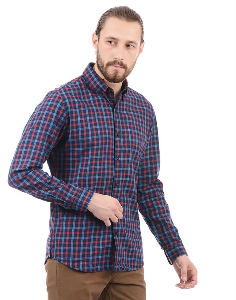 London Fog Men Casual Wear Checkered Shirt