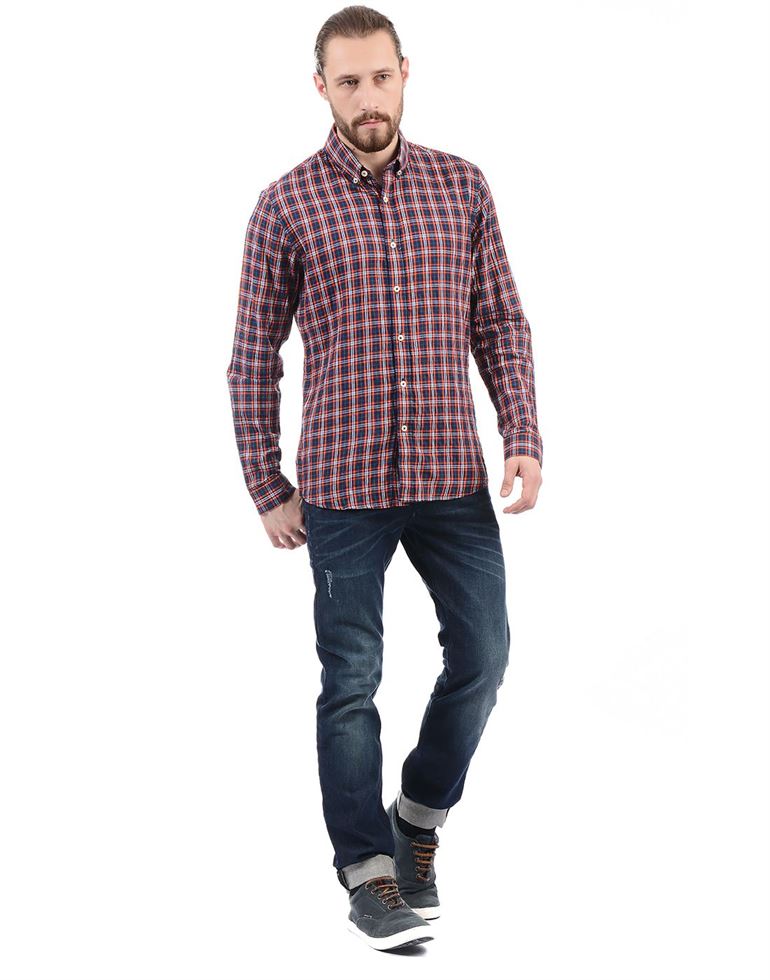 London Fog Men Casual Wear Checkered Shirt