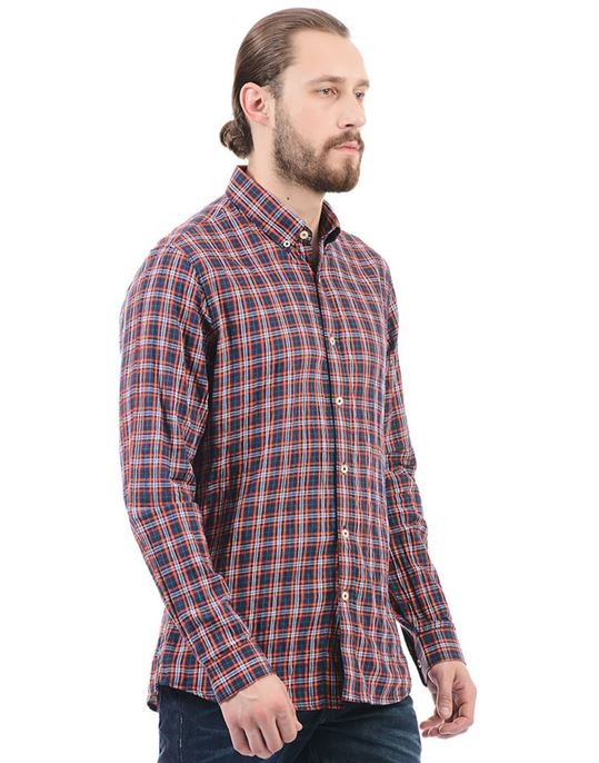 London Fog Men Casual Wear Checkered Shirt