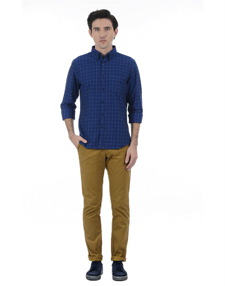 London Fog Men Casual Wear Checkered Shirt