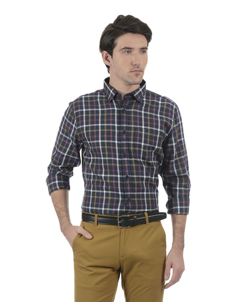 London Fog Men Casual Wear Checkered Shirt