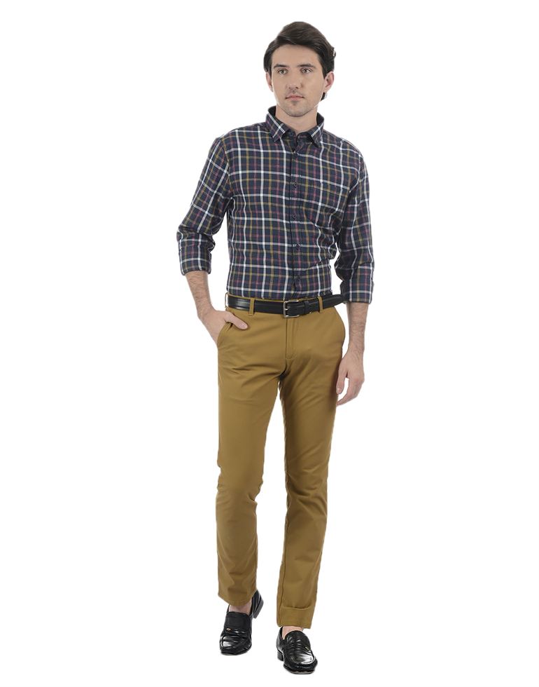 London Fog Men Casual Wear Checkered Shirt