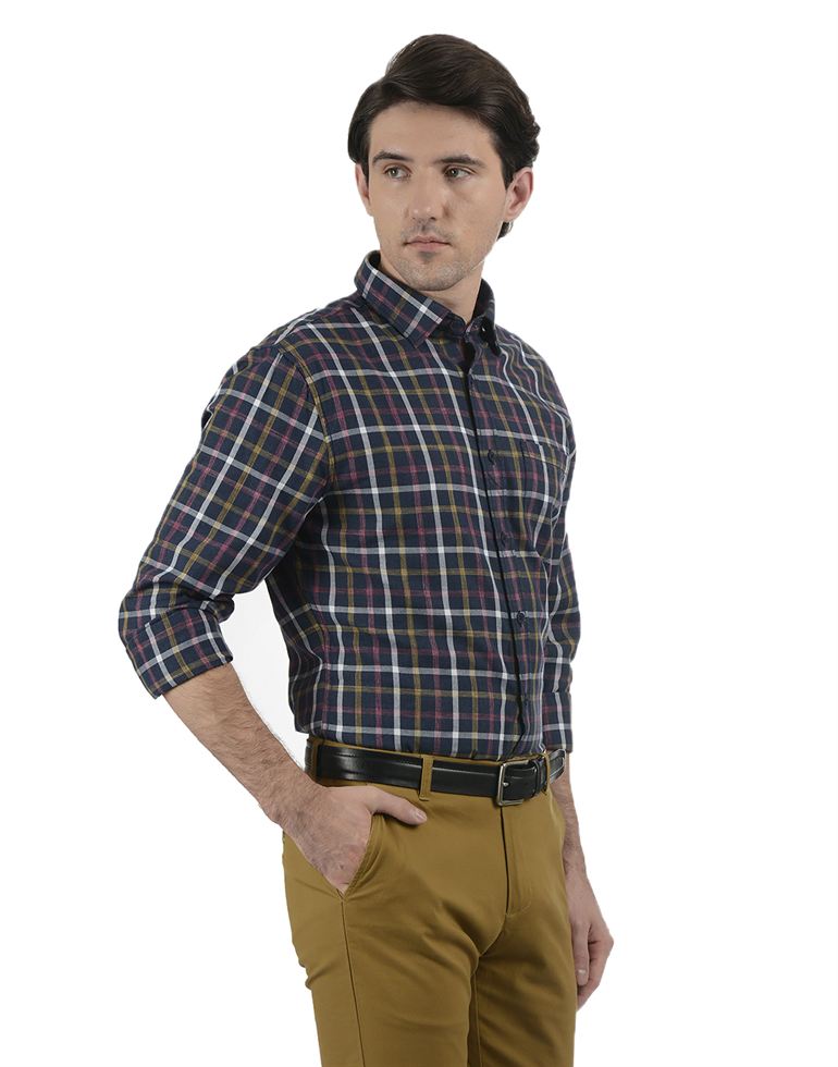 London Fog Men Casual Wear Checkered Shirt