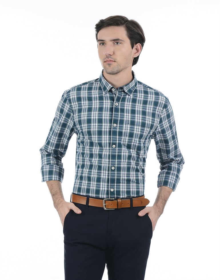 London Fog Men Casual Wear Checkered Shirt