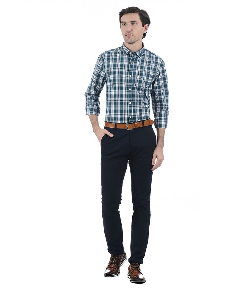 London Fog Men Casual Wear Checkered Shirt