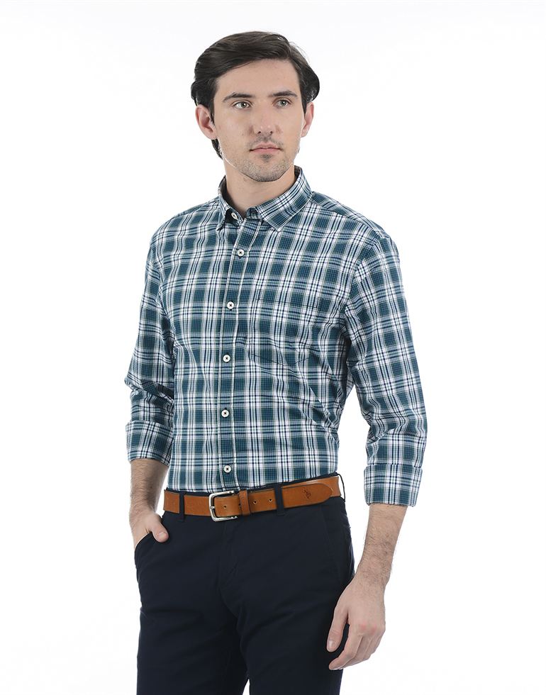 London Fog Men Casual Wear Checkered Shirt