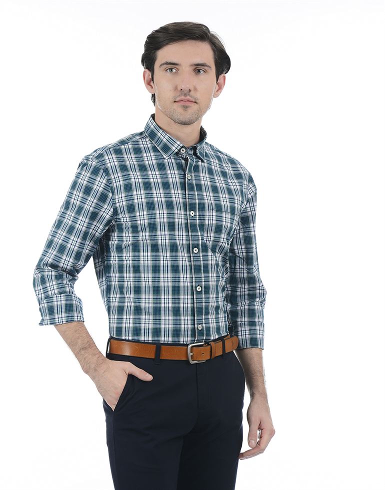 London Fog Men Casual Wear Checkered Shirt