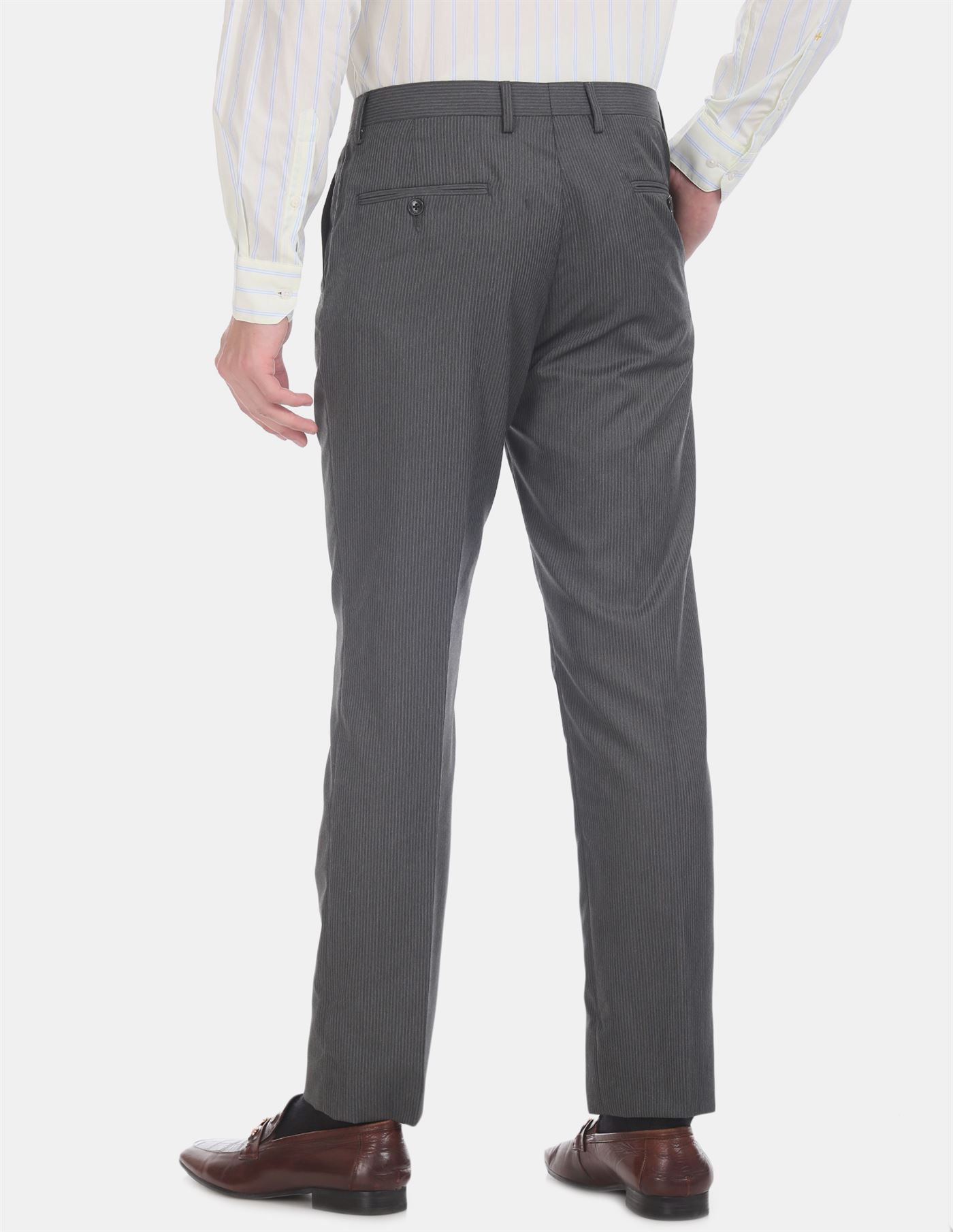 Buy Arrow Regular Men Grey Hudson Tailored Fit Autoflex Formal Trousers  ARGT6046A at Amazonin