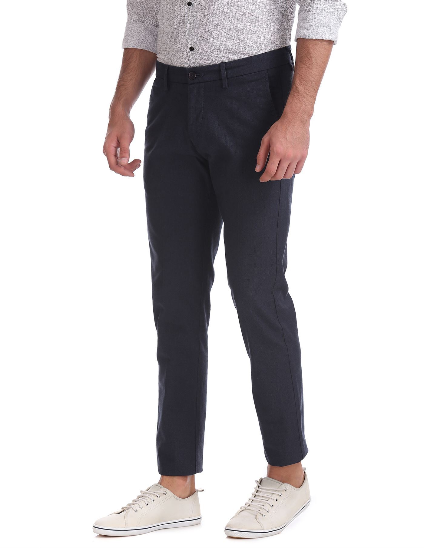 Buy Navy Blue Stretch Formal Pants For Men Online In India