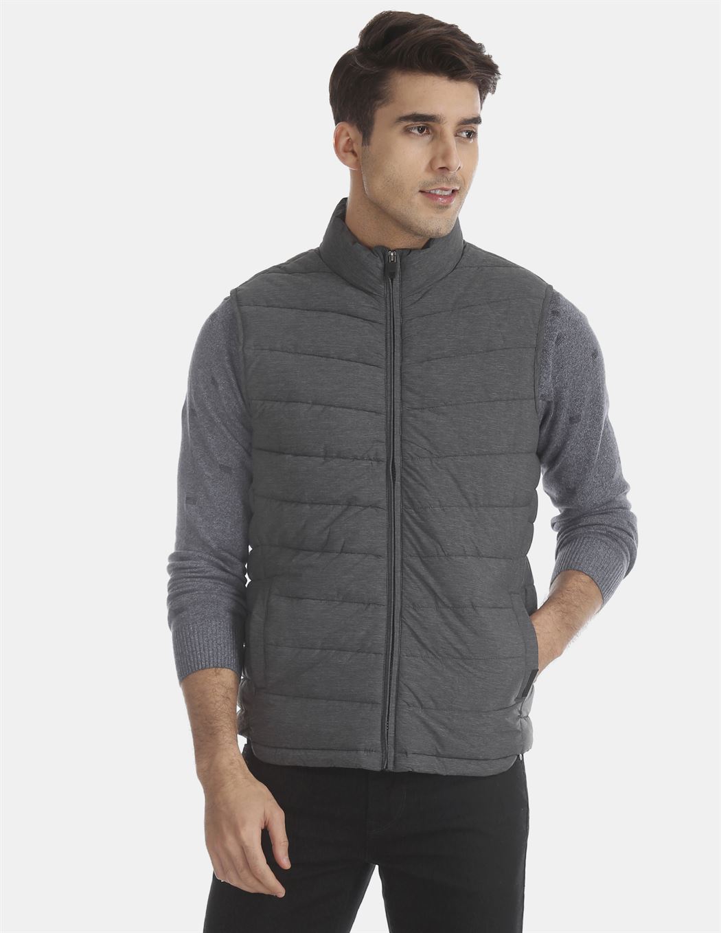 grey quilted vest mens