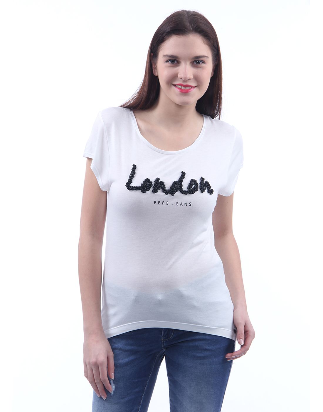 Pepe Jeans Women Casual Wear Embellished | White | 152593 T-Shirt White
