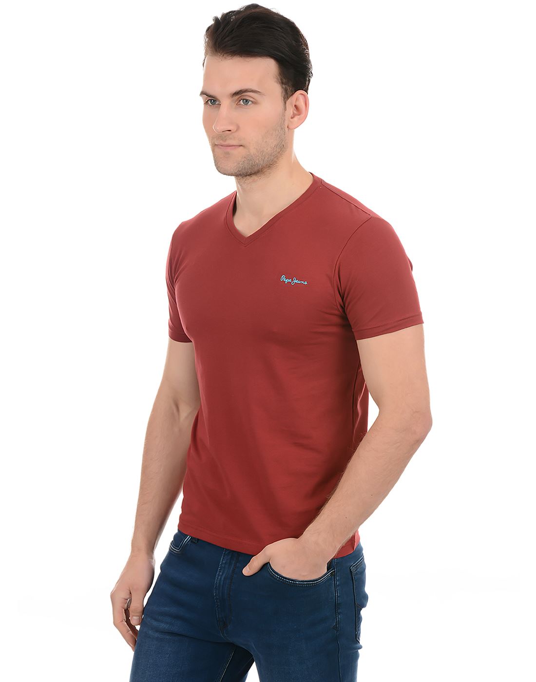 Pepe Jeans London Men Casual Wear Maroon T-Shirt | Maroon | 108444