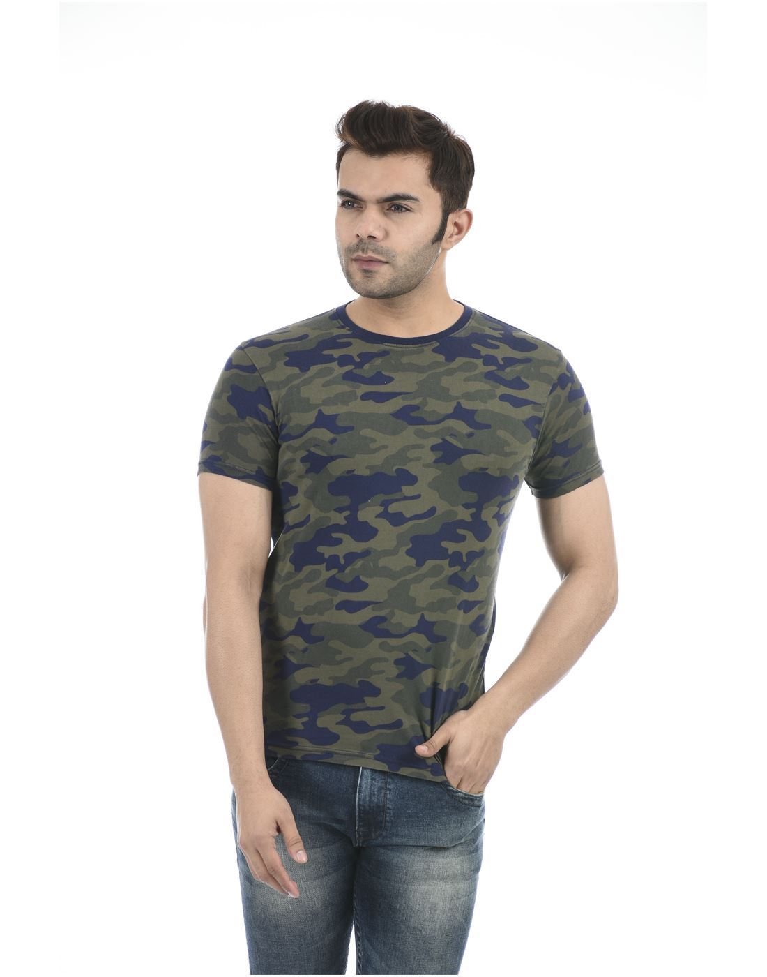 Jeans Wear | 152390 Blue T-Shirt Blue Casual | Men Pepe Military Camouflage