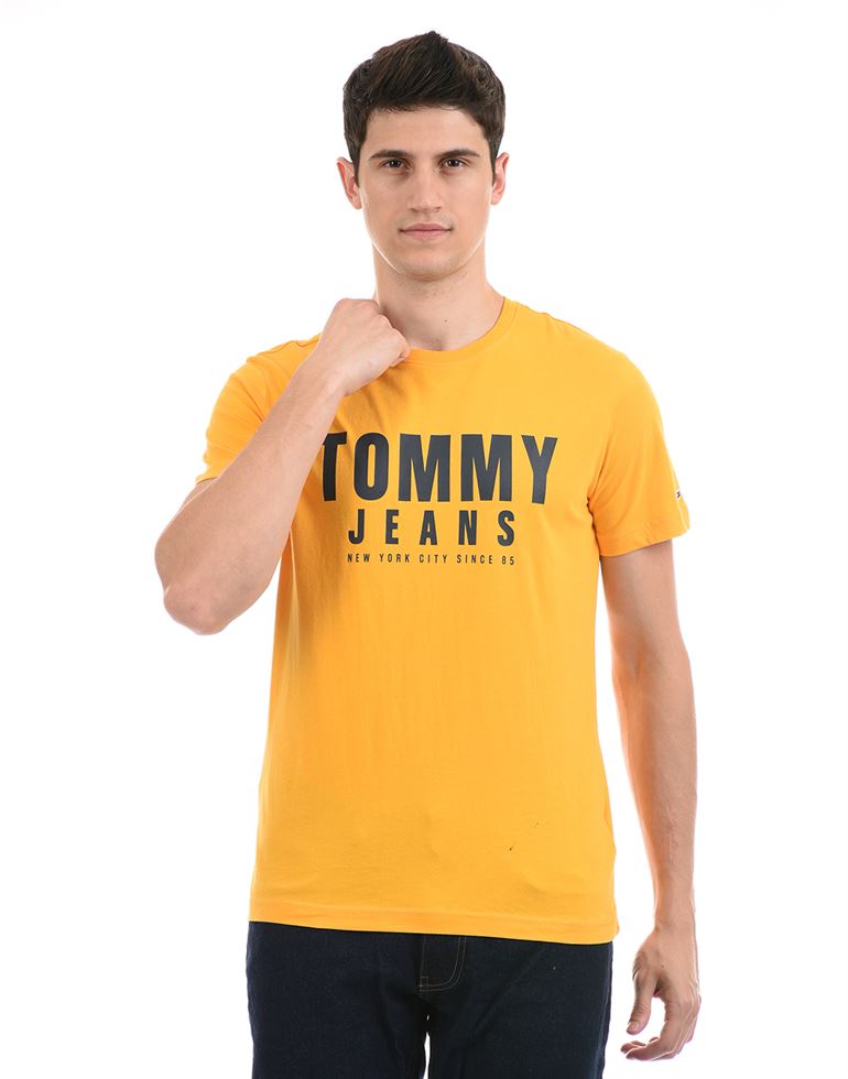 Tommy Hilfiger Men Casual Wear Yellow T-Shirt