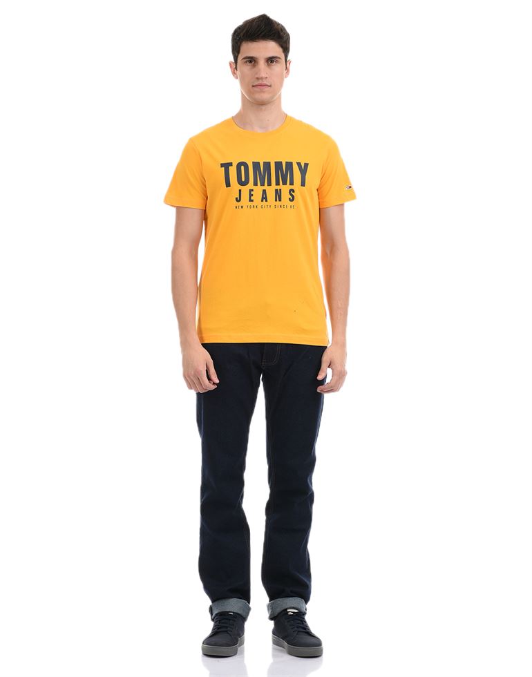 Tommy Hilfiger Men Casual Wear Yellow T-Shirt