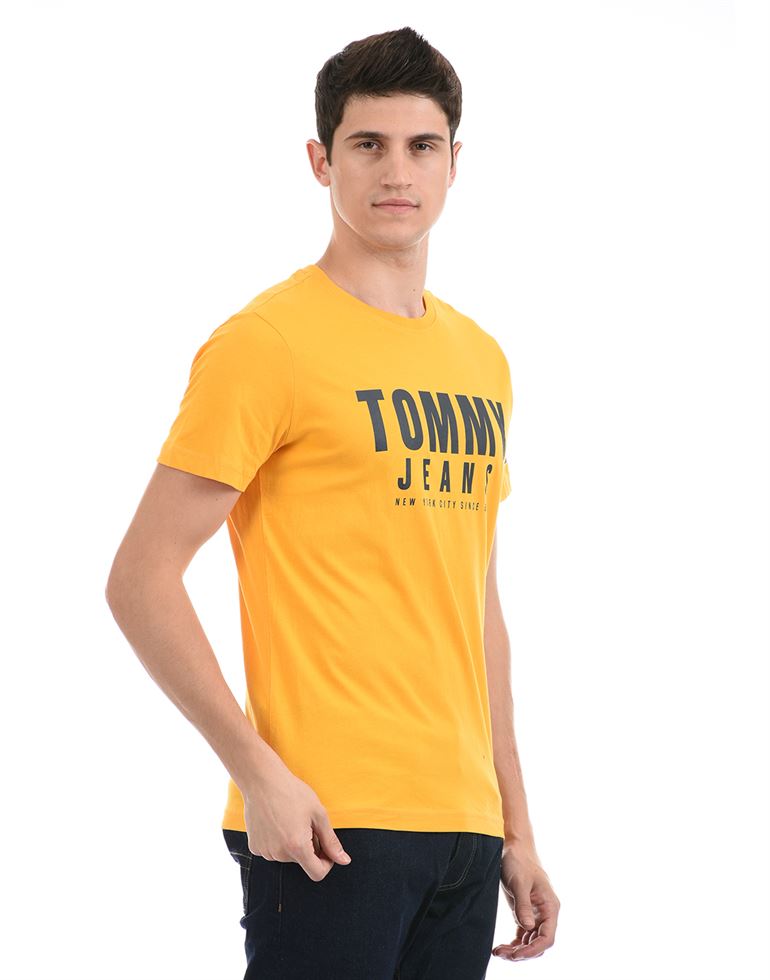 Tommy Hilfiger Men Casual Wear Yellow T-Shirt