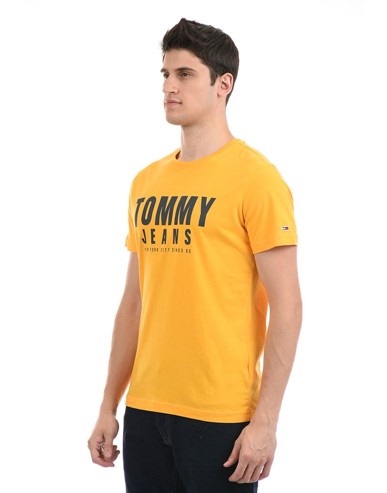 Tommy Hilfiger Men Casual Wear Yellow T-Shirt