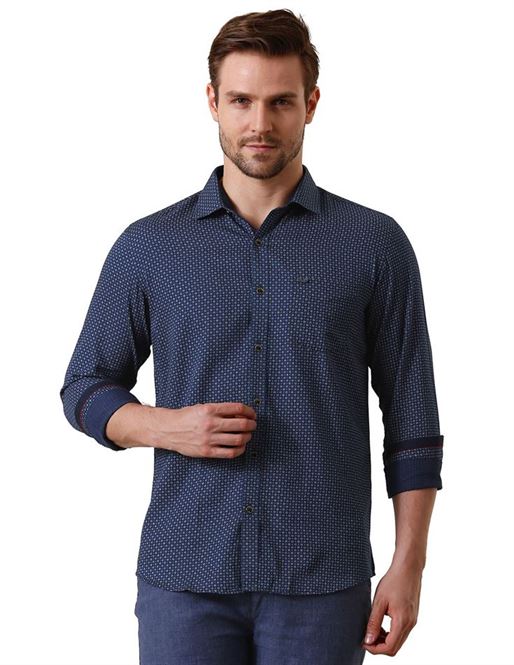 True Blue Men Casual Wear Printed Shirt