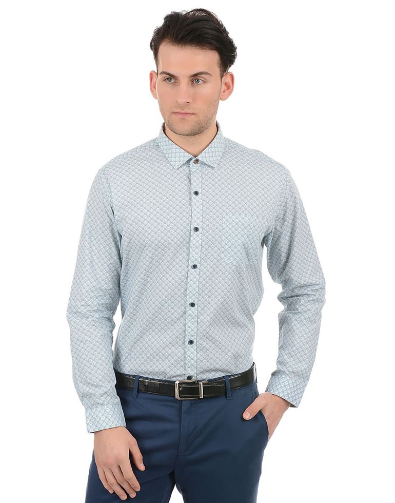 True Blue Men Blue Casual Wear Shirt