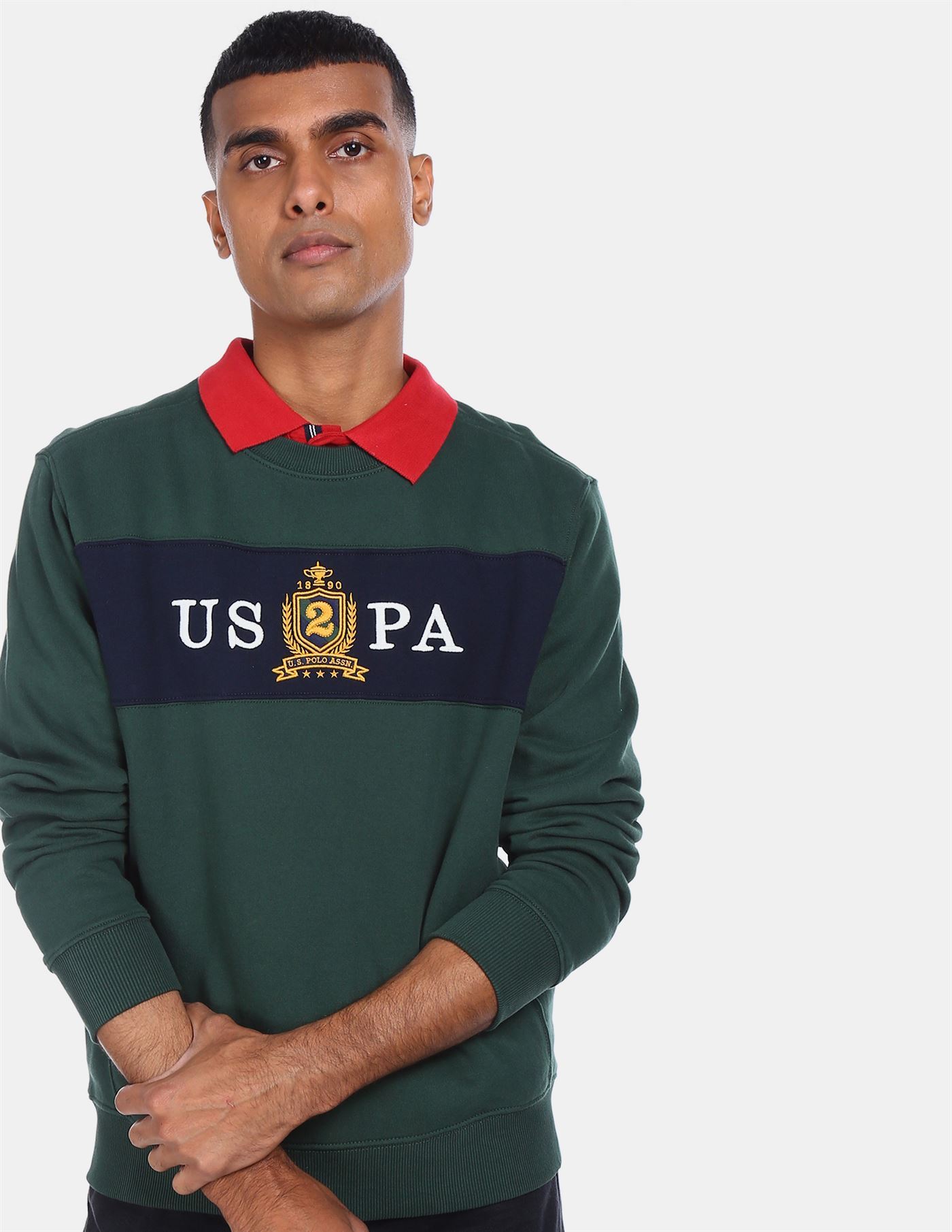 green polo sweatshirt