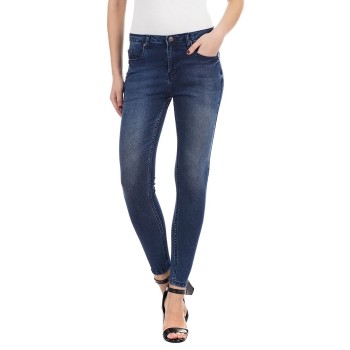 Carrera Women Casual Wear Mid Rise Clean Look Blue Jeans