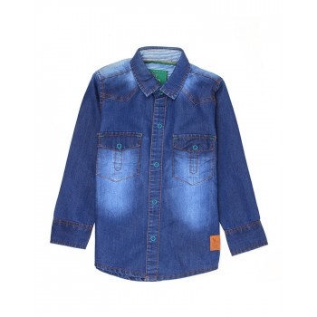 K.CO.89 Boys Casual Wear Blue Shirt