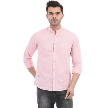 Pepe Jeans Men Casual Wear Pink Solid Shirt