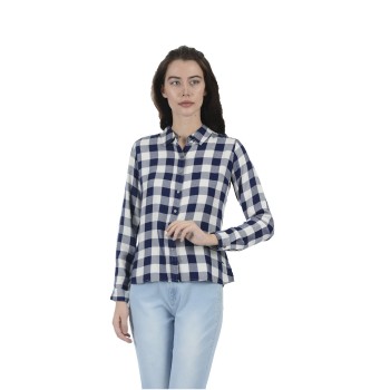 Pepe Jeans Women Casual Wear Blue Checkered Shirt