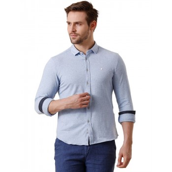 True Blue Men Casual Wear Solid Shirt