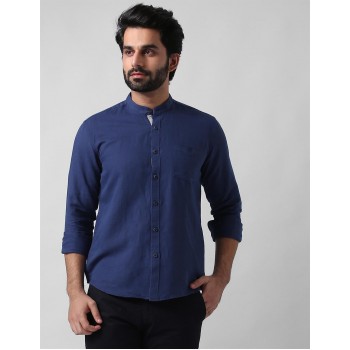 True Blue Men Casual Wear Solid Shirt