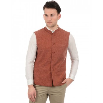 True Blue Men Brown Casual Wear Nehru Jacket